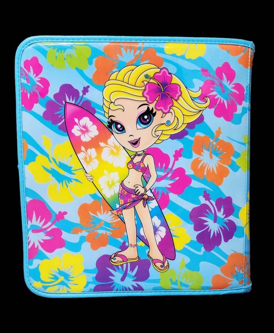 Rare Lisa Frank Hawaiian Surfer Girl 3-Ring Zippered School Rare Lisa Frank Hawaiian Surfer Girl 3-Ring Zippered School