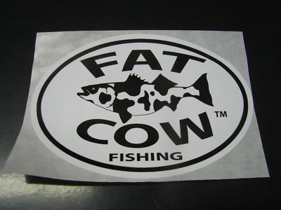 Fat Cow Fishing Oval Sticker 3 1/2'' x 5''