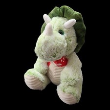 Triceratops Dinosaur Plush Valentine Heart Bow Green Eyes Soft Stuffed Animal