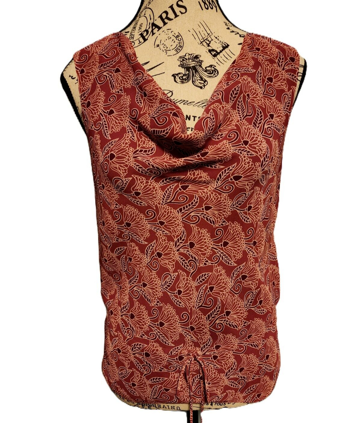 ANN TAYLOR LOFT red floral polyester blouse- size M