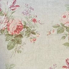 COLEFAX AND FOWLER Constance pink green floral printed linen remnants New