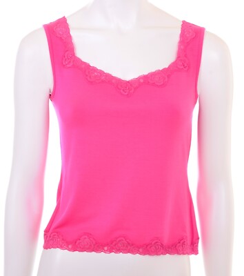 NWT SIGRID OLSEN BASIC STRETCH SHELL TANK TOP LACEY CAMISOLE HOT FUCHSIA PINK PP