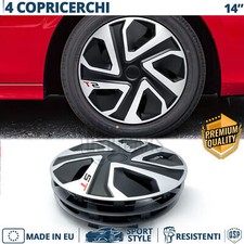 4 Copricerchi per Toyota Yaris XP10 99-03 14'' Coppette Silver Nere 5 Razze MADE
