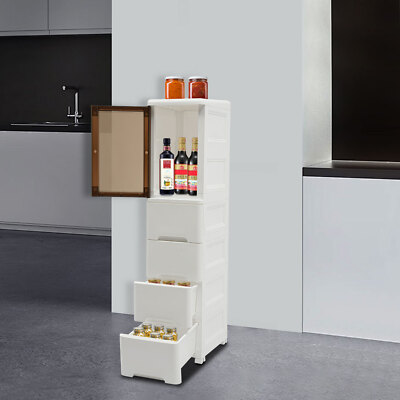5-stufiger weißer Lagerschrank PP-Warenkorb mit Rädern für Home Office