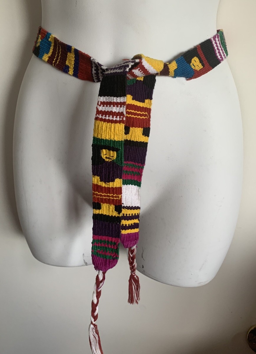 Vtg Guatemalan People Colorful Hand Woven Belt Sash 62 display picture 3