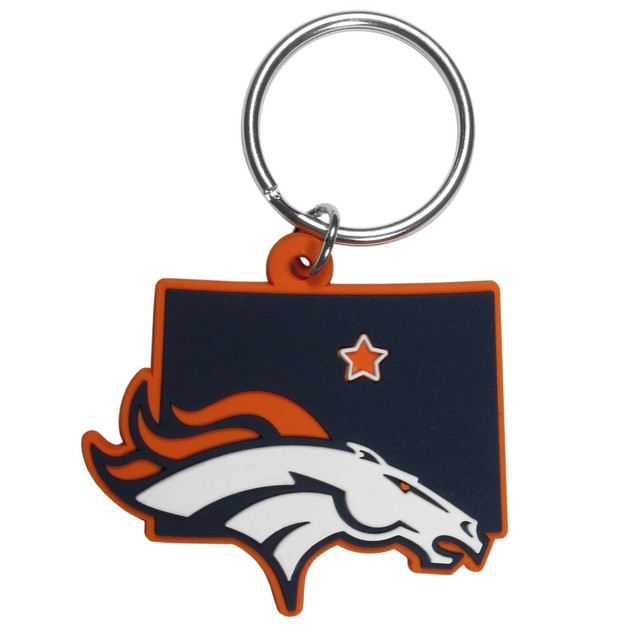 Denver Broncos Home State Rubber Flexi Key Chain NFL Licensed Football