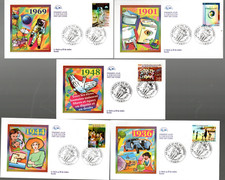 3351/5 +FDC  5 ENVELOPPES  1er JOUR  CEF    LE SIECLE AU FIL DU TEMPS (II)