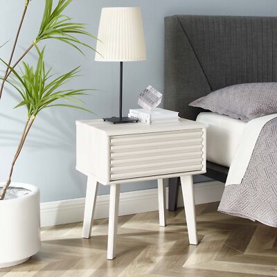 Modway Render Mid-Century Modern End Table or Nightstand in White