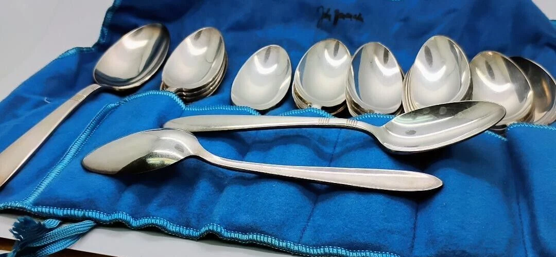 International Silver Plate lot of 22 Desert Spoons & 1 Serving Spoon