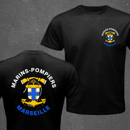 T-Shirt Französische Marine Marines Feuerwehr Marseille Marine Feuerwehrbataillon - Bild 2 von 21