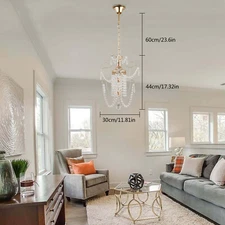 Crystal Mini Chandelier Lighting Vintage Hanging Light Pendant Lamp Fixture Gold