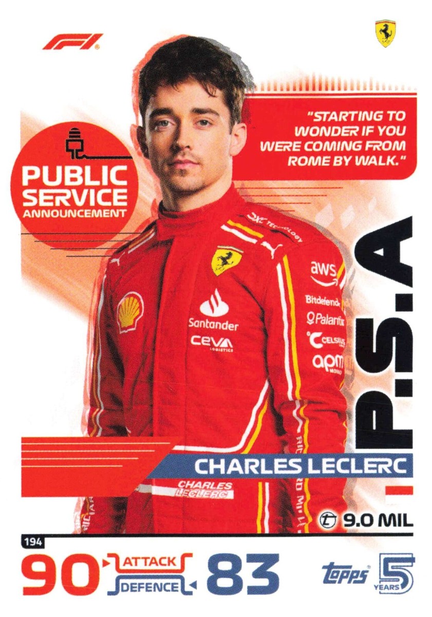 2023 Topps Turbo Attax Charles Leclerc Ferrari F1 Trading Card