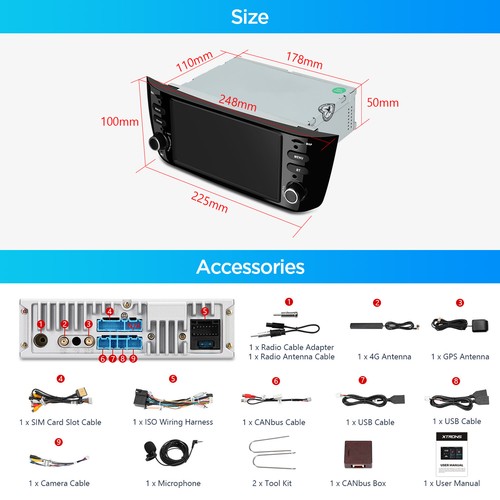 6.2" Android 14 4+64GB Car GPS Stereo Radio 4G LTE For Fiat Punto Linea 2012-16 - Picture 20 of 20