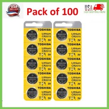 100 x New Original Toshiba CR2016 CR 2016 3V LITHIUM COIN BATTERY BR2016 DL2016