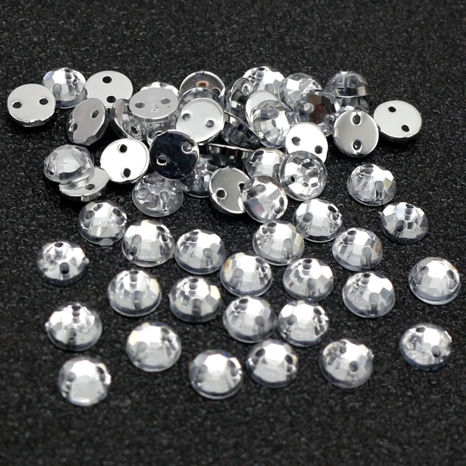 1000 Clear Flatback Acrylic Sewing Round Rhinestone Gems 5mm Sew on beads - Image 3 of 4