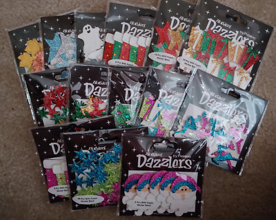 Petaloo HOLIDAY DAZZLERS Stickers CHRISTMAS TREES STOCKINGS REINDEER GHOST STARS