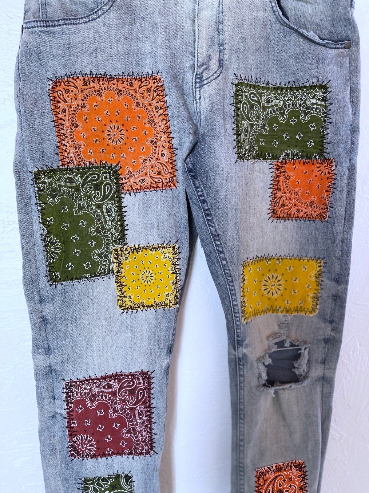 Serenade Freestyle Patchwork Colorful Skinny Dist… - image 4