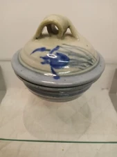 Vintage Andrew Hague Lidded Pottery Hand Thrown Beautiful Blue And Greyish...twi