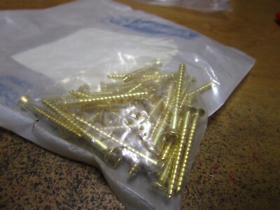 #6-18 x 1-1/2'' Flat Head Phillips Sharp Point Plain Brass Wood Screw QTY 50