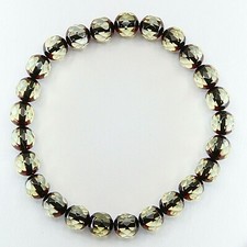 Natural Genuine faceted 8mm BALTIC AMBER Stretch Bracelet Lithuania 200e