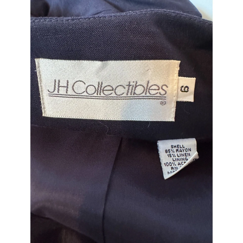 Chaqueta JH Collectibles Union Hecha en EE. UU. Talla 6 Azul Marino 85% Rayón, 15% Lino Foto 2 de 4