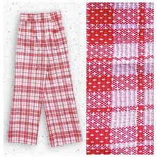 VTG 60s Red and White Polyester Plaid High Waisted Ladies Slacks 26 x 28