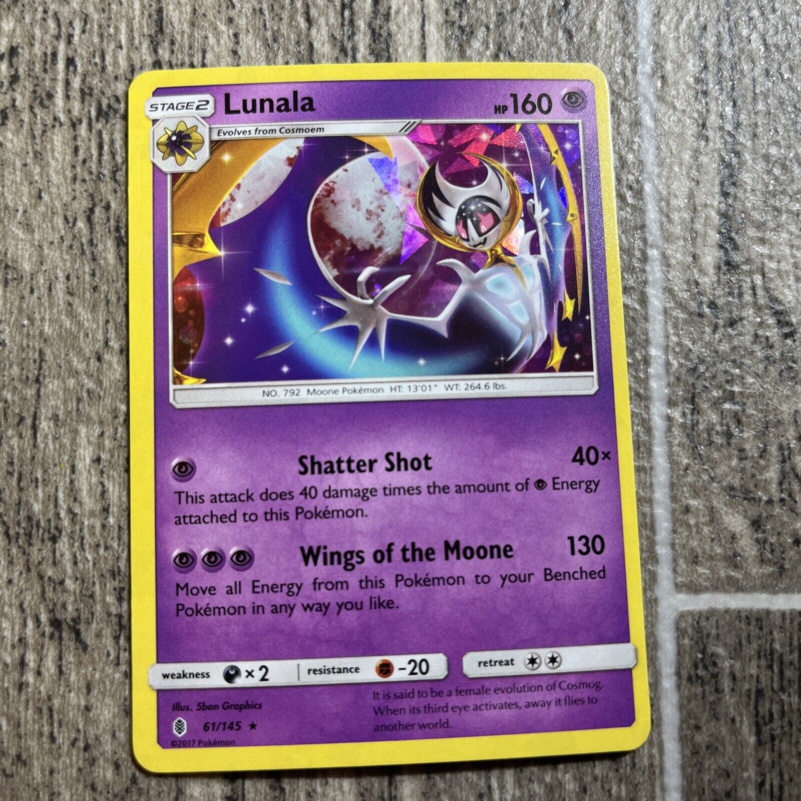 Pokemon Card LUNALA 61/145 Rare Sun & Moon 2 SL2 Guardians Ascending FR