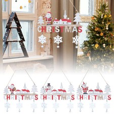 Wooden Christmas Door Hanging Ornaments Wall Xmas Dec Merry Christmas Decor AE