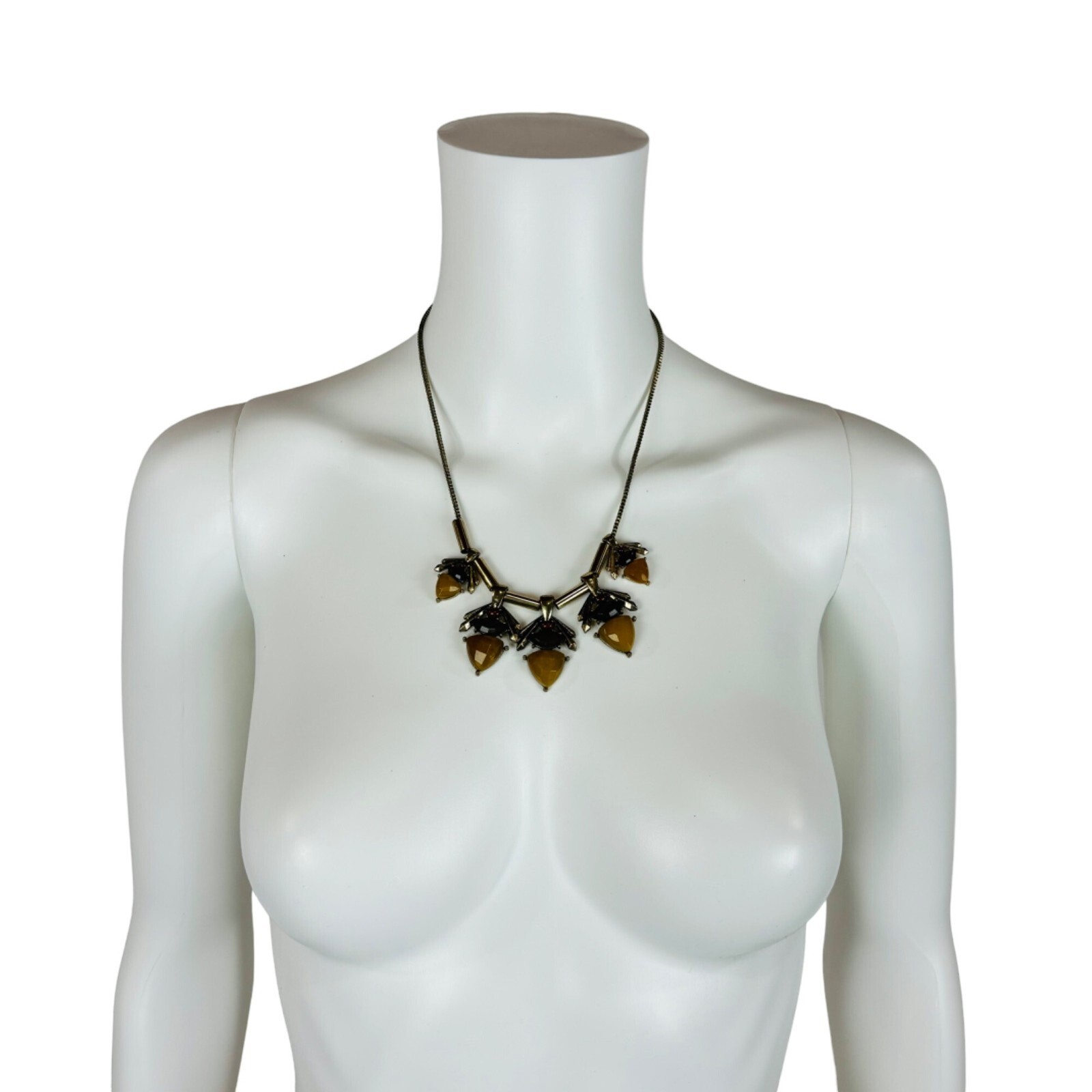 Large Beaded Statement Bib Necklace Gold Red Gree… - image 7