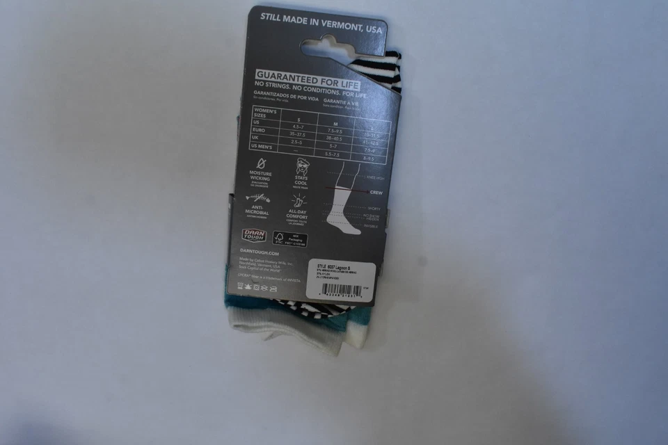 Darn Tough USA Merino Wool Lifestyle Crew Lightweight Sock Teal Panda Hoola S - Image 2 of 4