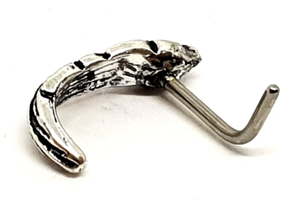 Perno naso piuma curvo 20 g (0,8 mm) 316 L acciaio chirurgico cingolato L cur... - Immagine 3 di 4