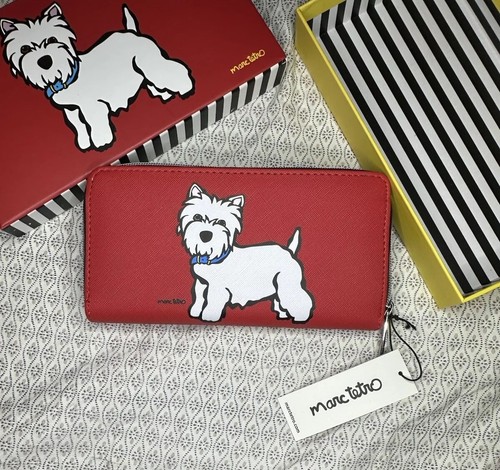 Marc Tetro rot Westie Terrier Hund Geldbörse umlaufender Reißverschluss Geldbörse Clutch Tasche mit Box Neu mit Etikett - Bild 5 von 8