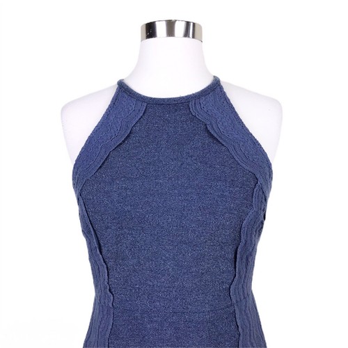 Plenty by Tracy Reese Dress Women’s Size 0 Indigo Embroidered Halter Sleeveless - Picture 4 of 10
