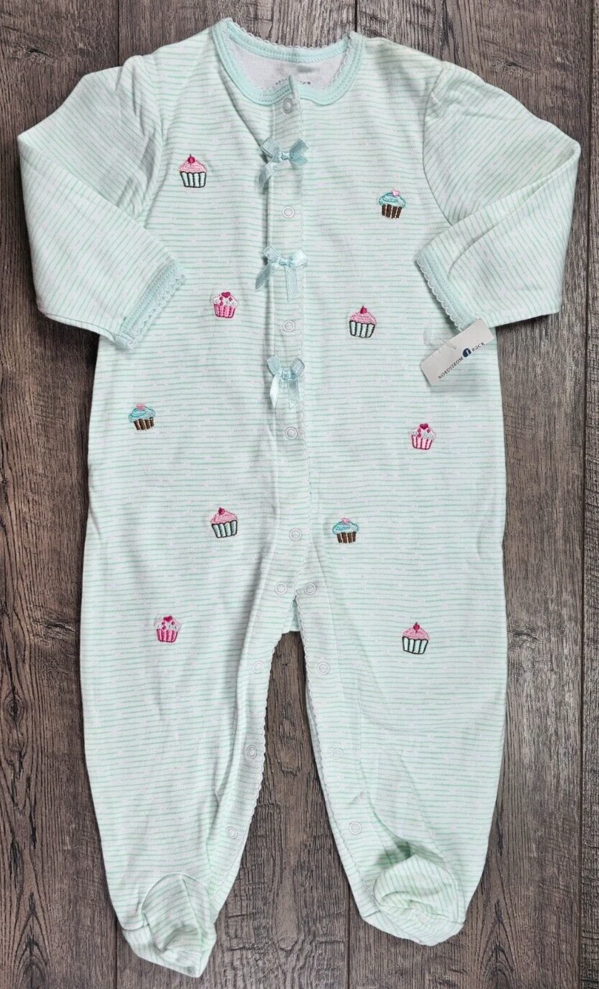 Baby Girl Clothes New Little Me 9 Month Blue Cupcake Footed Outfit