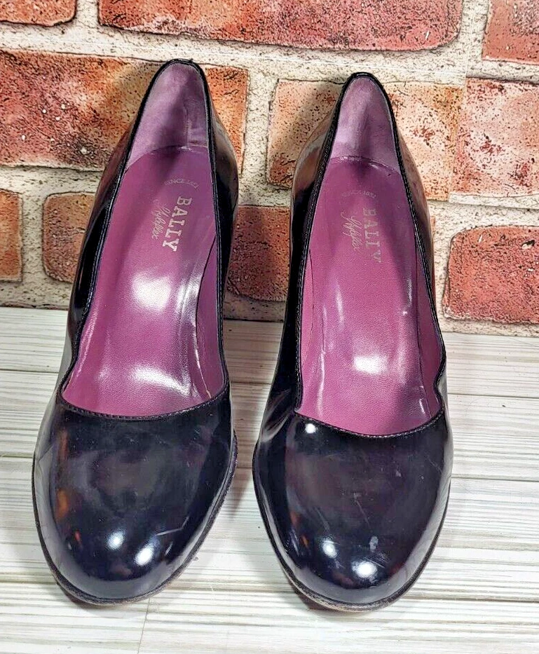 Zapatos de salón Bally Cynthia de cuero negro púrpura para mujer italianos EE. UU. talla 6,5 M Foto 2 de 4