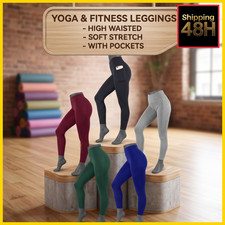 Women High Waisted Yoga Pants Leggings with Pockets Soft Stretch Fitness Pants