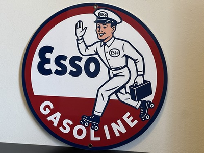 #ad Hi Gloss Esso Gasoline service Vintage Style Metal Sign $23.00