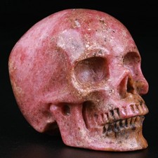 2.0" Pink Rhodonite Carved Crystal Skull, Realistic, Crystal Healing