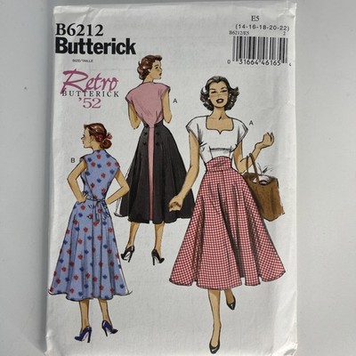 Butterick 6212 Retro Back Wrap Dress Size 14-22 Uncut