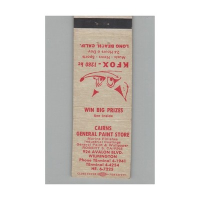 Matchbook Cover Radio Station KFOX Cairns General Paint Store Wilmington CA
