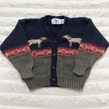 Vintage Kitestrings Puppy Dog Dachshund Knit Cardigan with Wooden Buttons