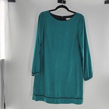 Loft Tunic Shift Dress Boho featuring long sleeves and pockets Green sz 6