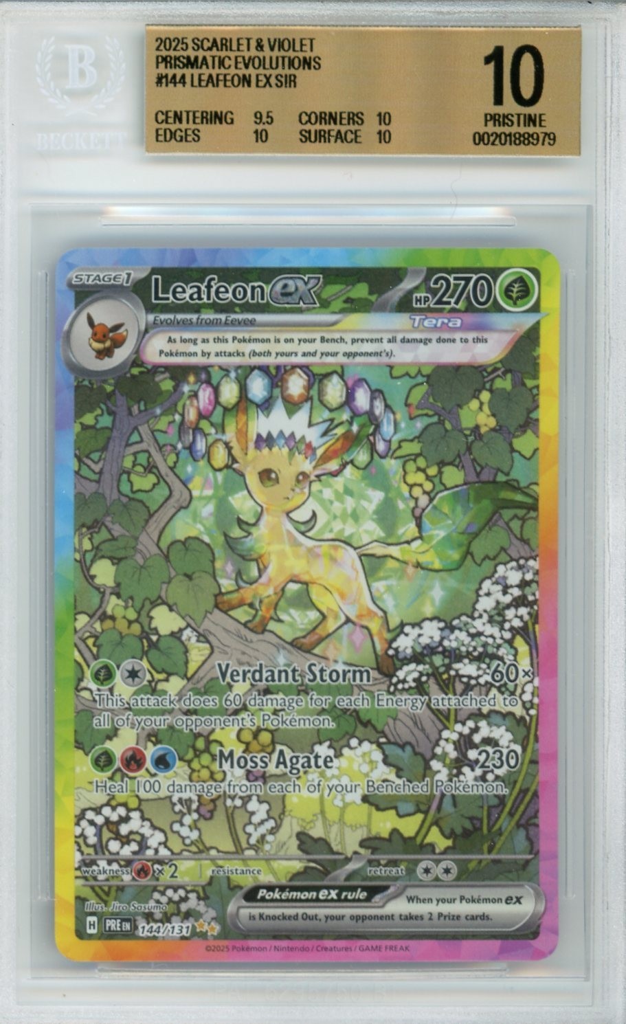 2024 Pokemon Leafeon EX Prismatic Evolutions SIR #144 BGS 10 PRISTINE POP 9