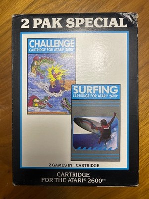 HES 2PAK SPECIAL CHALLENGE & SURFING, Atari 2600, Cartridge & Box