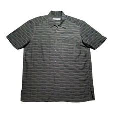 Jhane Barnes Shirt Mens L Gray Geometric Short Sleeve Button Up Shirt EUC