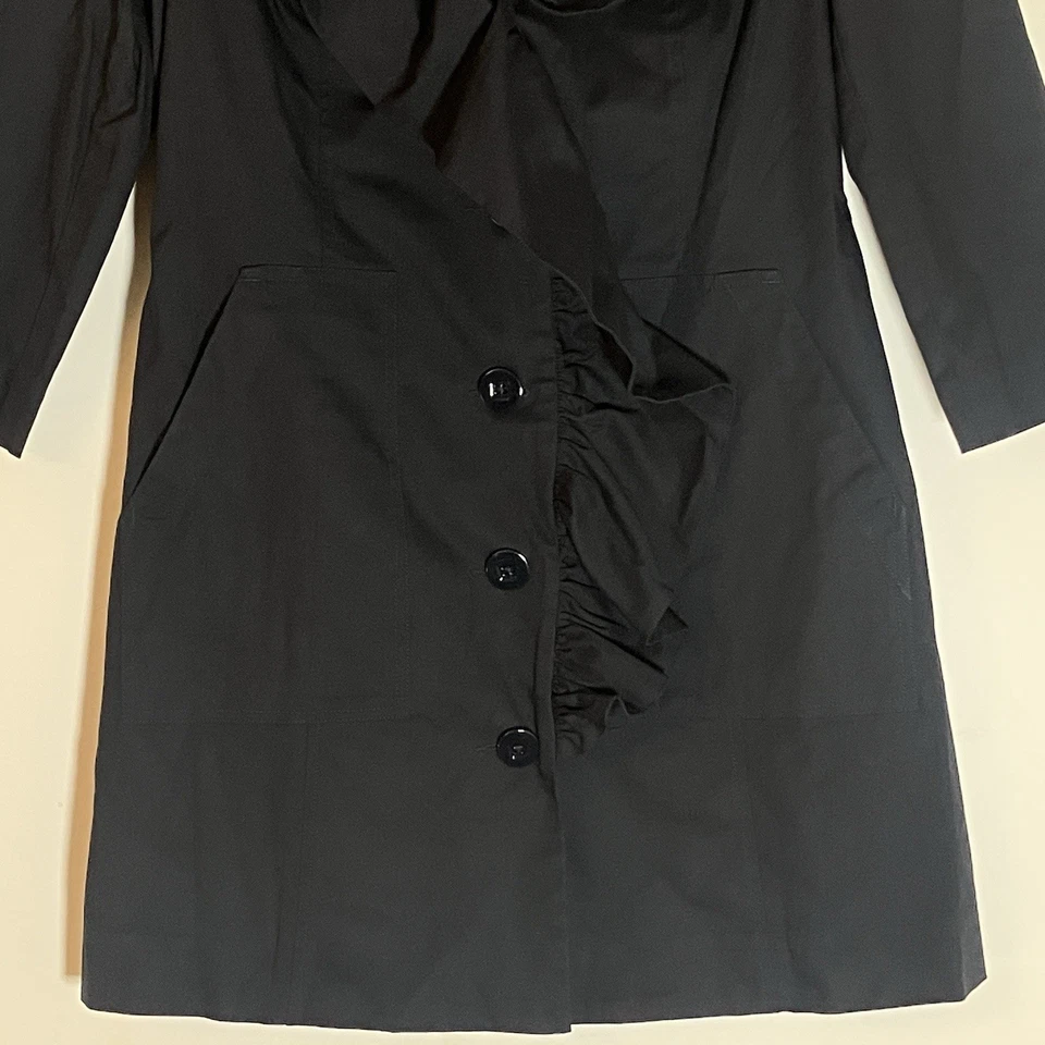 Cabi Jacket Womens Small Navy Blue Ruffle Edge Button Up Pockets Classic NEW S - Image 3 of 4