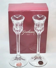 Vtg Pair of Gorham ALTHEA Lead Crystal 8” Candlesticks Elegant Germany - New