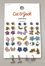 CAT  JACK 20 Pairs Set of Assorted Earrings for Pierced Ears - NEW 