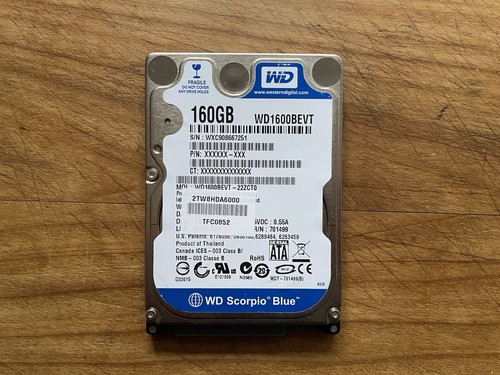 WESTERN DIGITAL SCORPIO BLUE WD1600BEVT 160GB INTERNE SATA II FESTPLATTE (WD 2)
