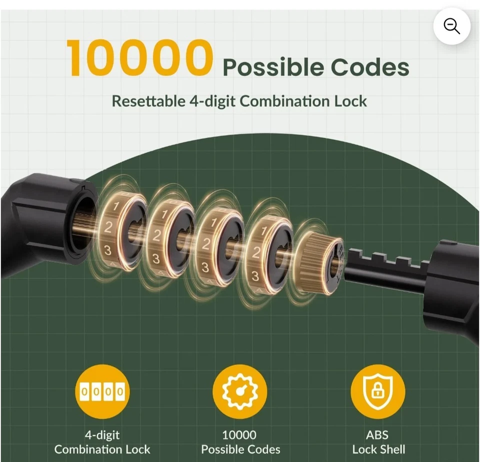 Super Tough Combination Lock for Bicycle Lock Up Bike Lock - Image 2 of 4